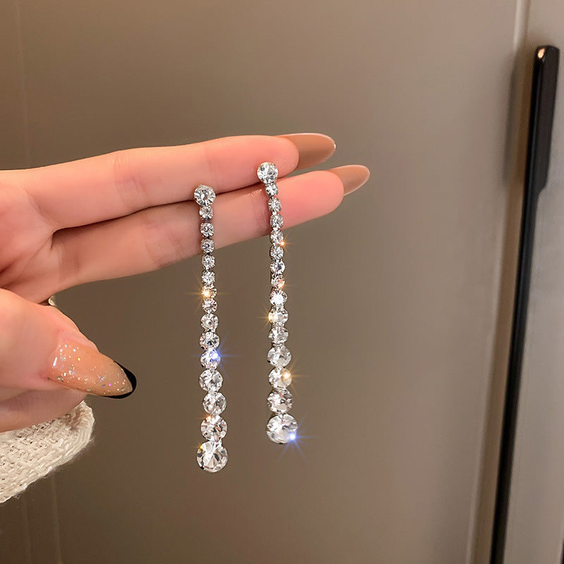 Tassel Zircon Long Earrings - Modingo Modingo