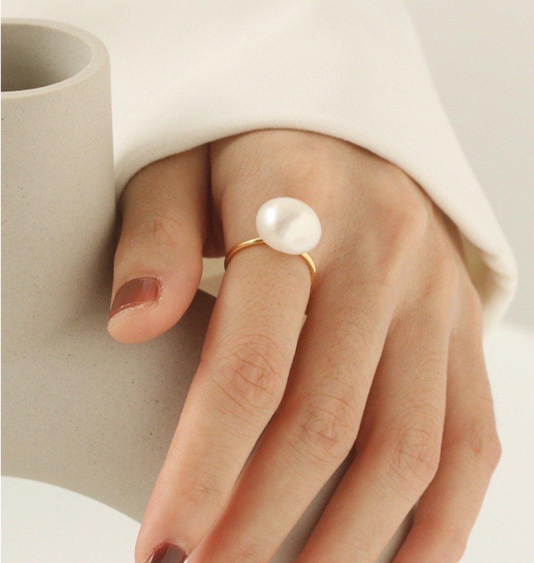 Single Baroque Pearl Open Ring - Modingo Modingo