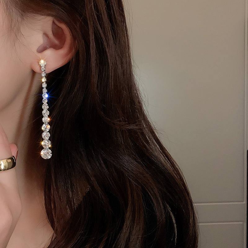Tassel Zircon Long Earrings - Modingo Modingo