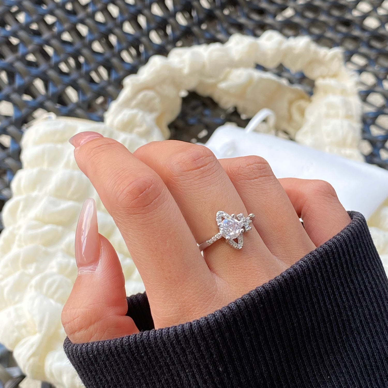 Shiny Zircon Silver Open Ring - Modingo Modingo